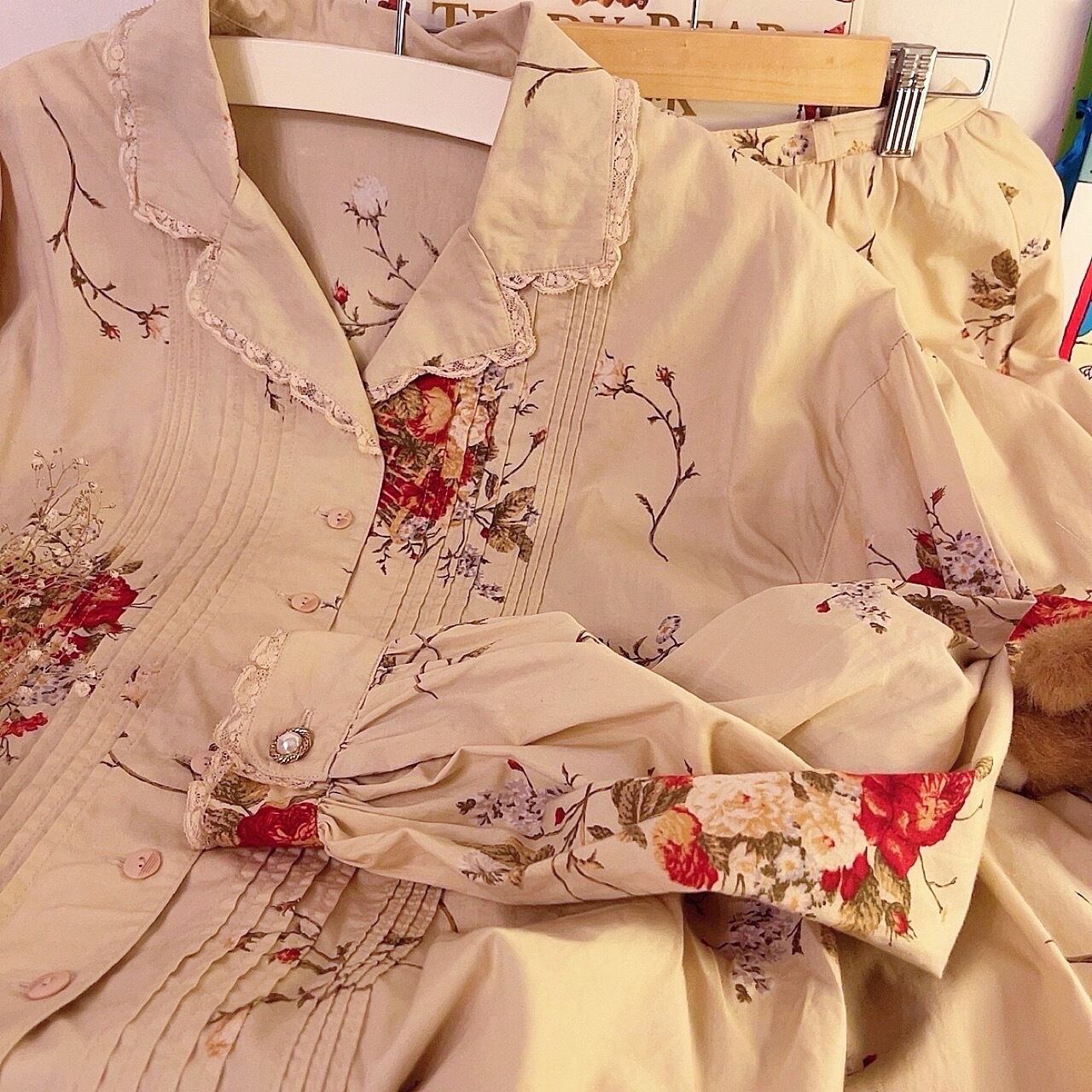 flower basket blouse & skirt set up