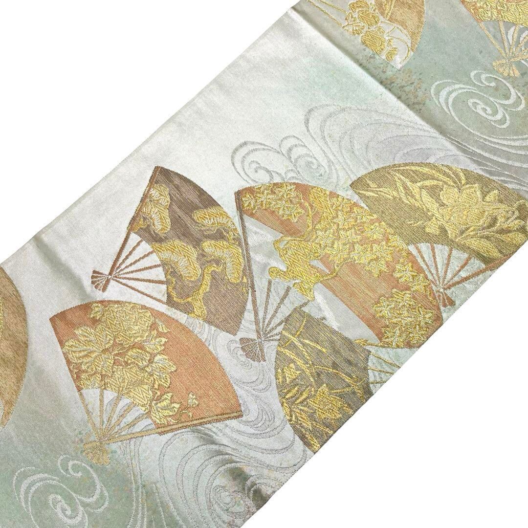 袋帯 煌びやかな華模様 花唐草 鳥 金糸 黄唐茶色 フォーマル はこび O-4639 