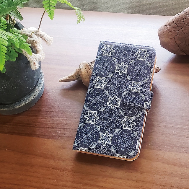 「old fabric pattern」手帳型スマホケース（iPhone・Android対応）#sc-0054-b【受注生産・通常5〜6営業日発送】