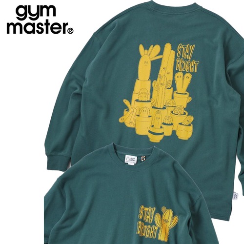 gym master ジムマスター 10.3oz サボテン スウェット ビッグTEE Stay Bright ワイドシルエット 長袖Tシャツ メンズ レディース コットン100% LOVE&PEACE G821726 グリーン