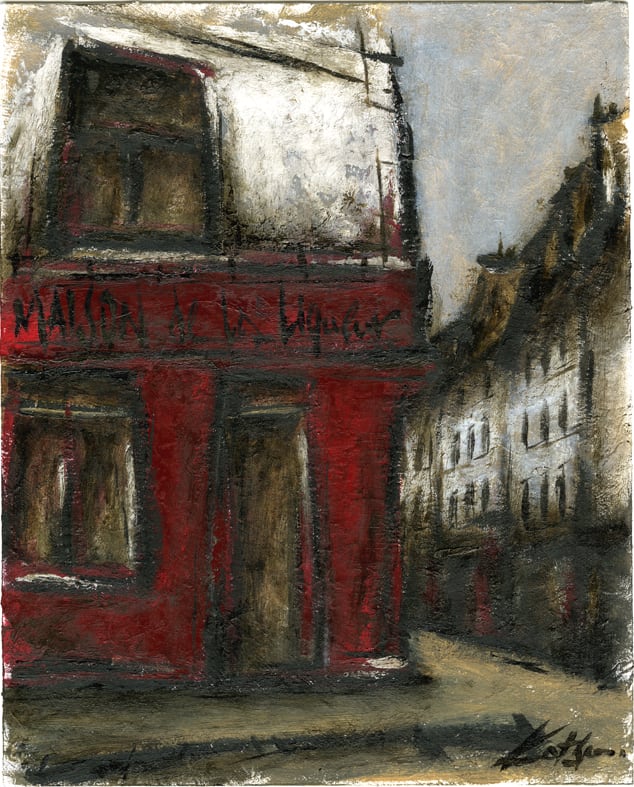 風景画 パリ 油絵「MAISON de La Liqueur」 | KatsuArtGallery