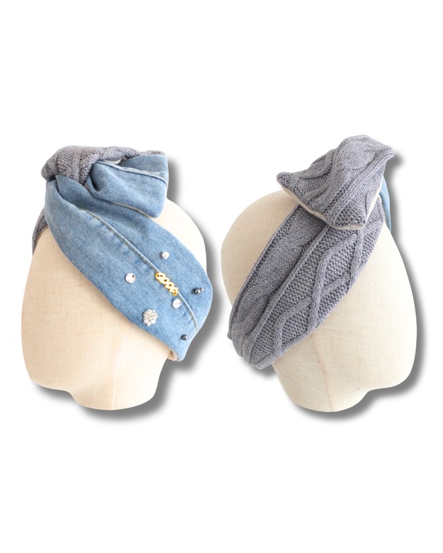 Upcycle Denim Gray Knitアップサイクルデニム グレー ニット