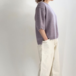 COMM.ARCH.  コム・アーチ   HAND FRAMED COTTON PILE S/S   コットンパイル半袖ニット   -DK LILAC-