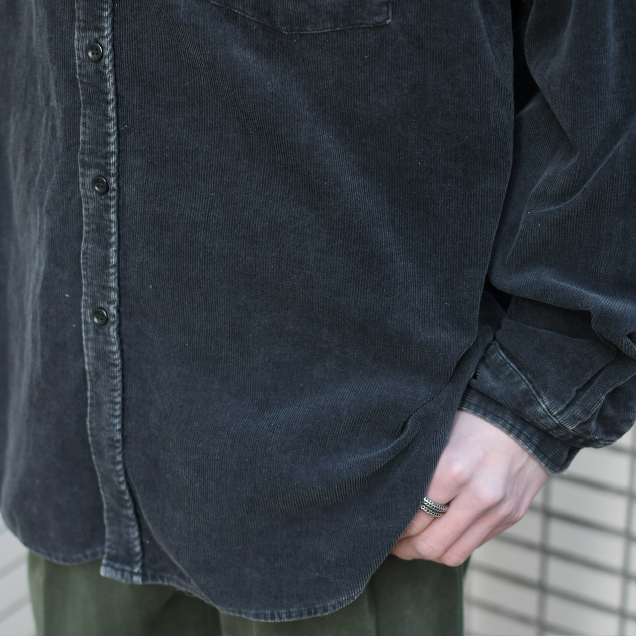 fade black corduroy shirt