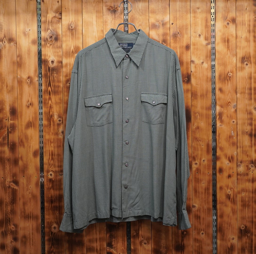 90s ralphlauren crofts レーヨンシャツ XL/ラルフローレン