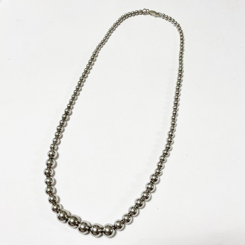 Vintage 925 Silver Beads Necklace Made In Italy