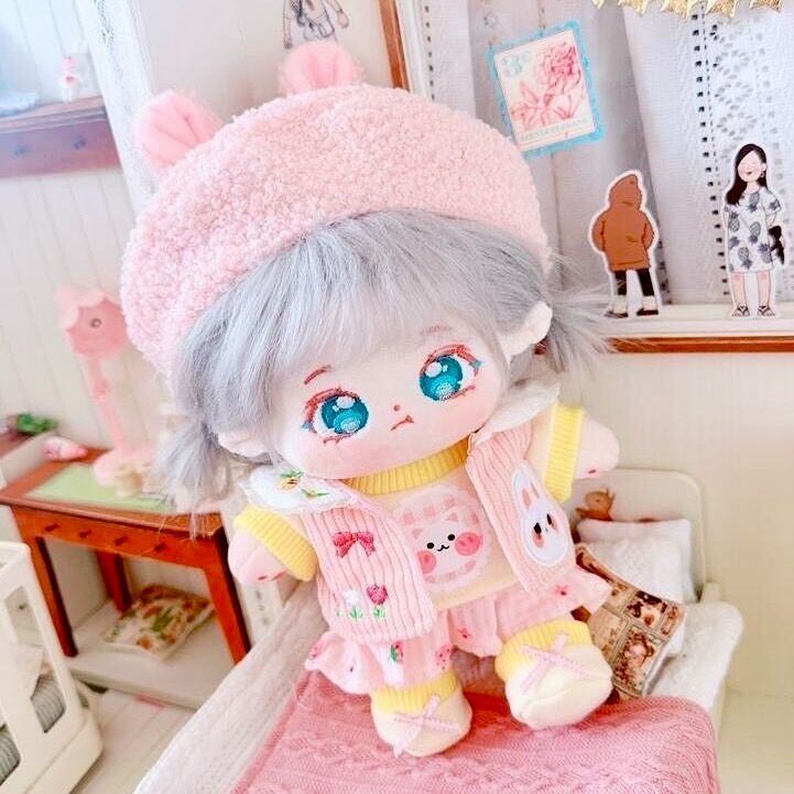 ぬい服 20cm うさ耳の靴付きカジュアル遠足コーデ かわいい ピンク