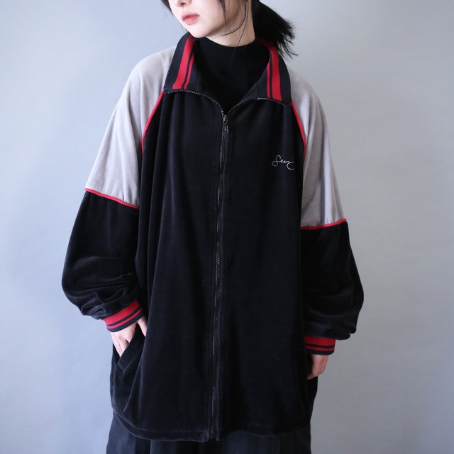 "Sean John" over silhouette switching design velours track jacket