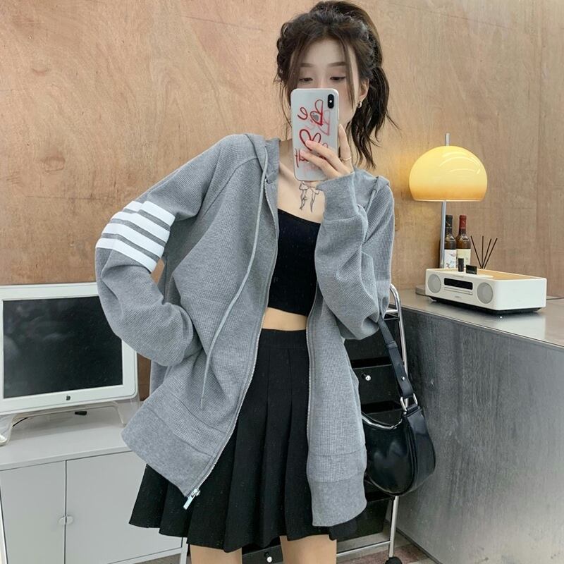 グレーカジュアルジャケット スプリングオータムルーズ ストリート 春物 秋物 試着室57567267065