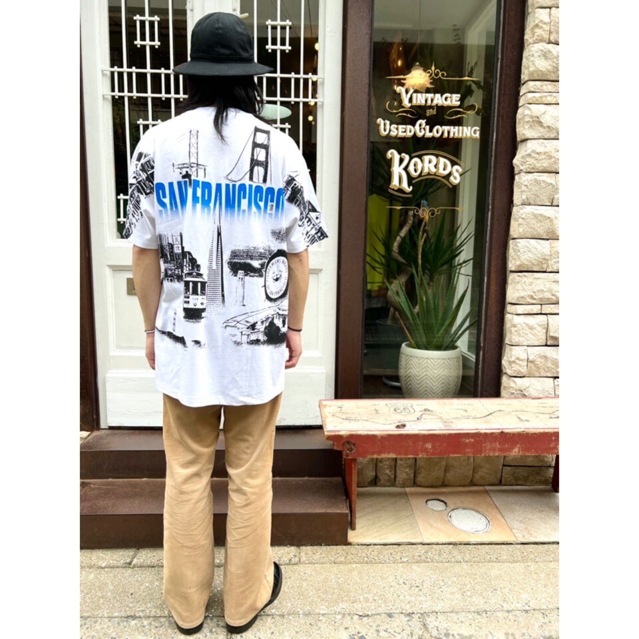 90s "DEAD STOCK" SAN FRANCISCO Overall Pattern Tee MADE IN USA  Size XL