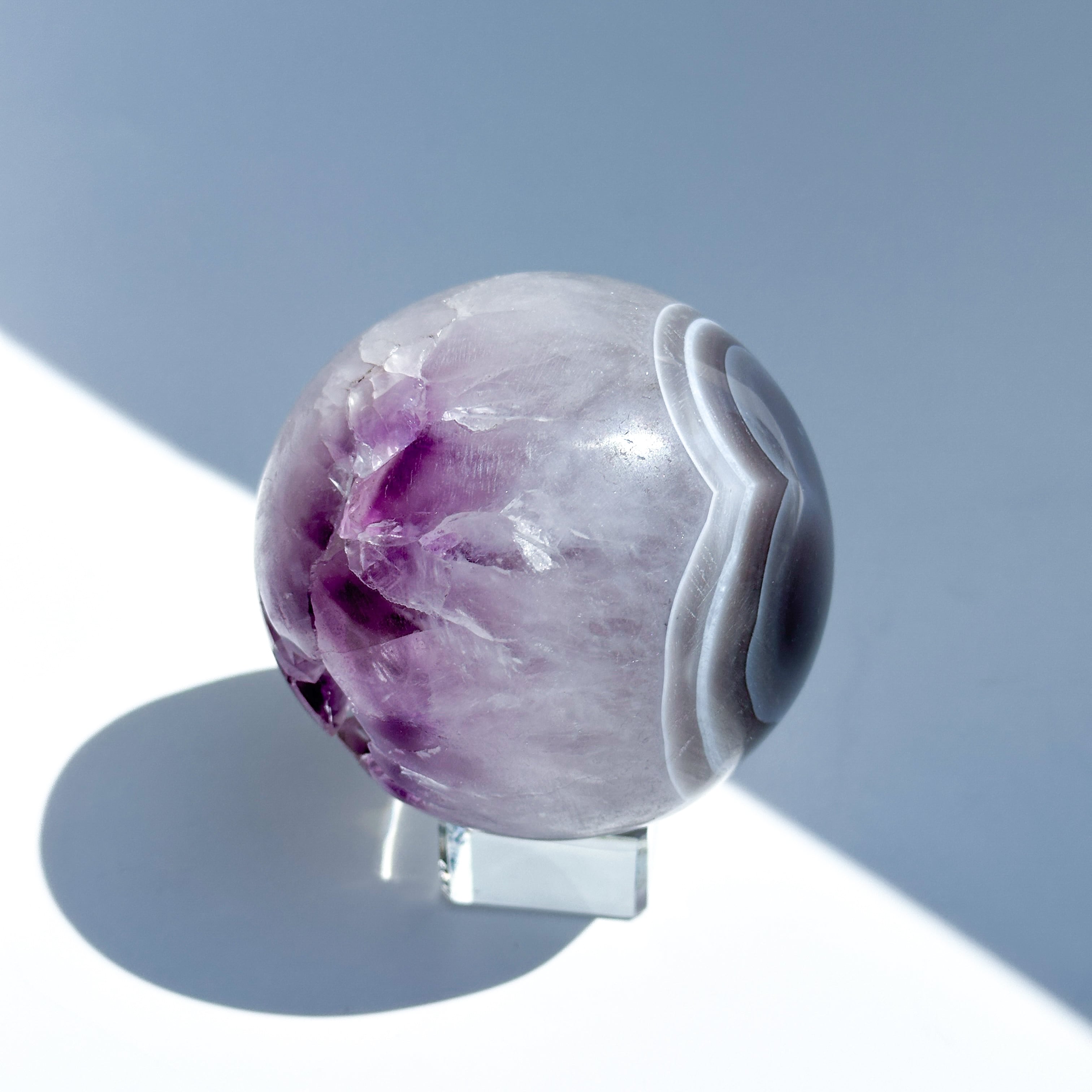 ウルグアイ産アゲート×アメジスト スフィア（丸玉）53◇Agate×Amethyst