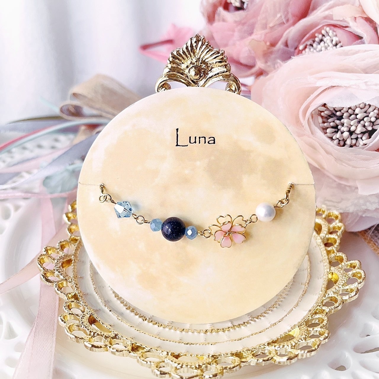 5372 No.26 桜ブレスレット【夜桜】【Luna】 | Shatkona 5372 No.26 桜ブレスレット【夜桜】【Luna】 | Shatkona