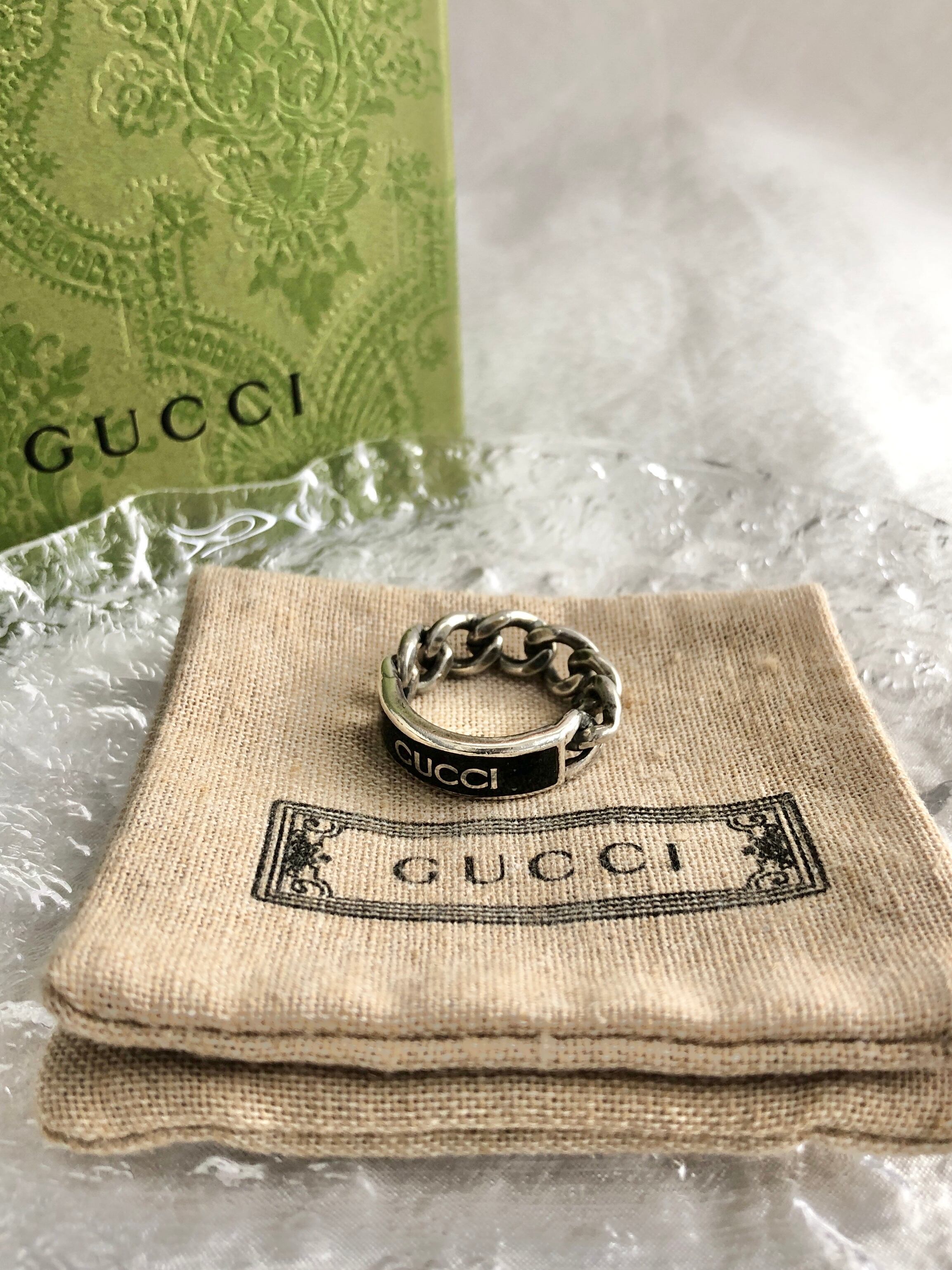 GUCCI グッチ 指輪 シルバー ロゴプレート 925 チェーン vintage ヴィンテージ オールド udybab