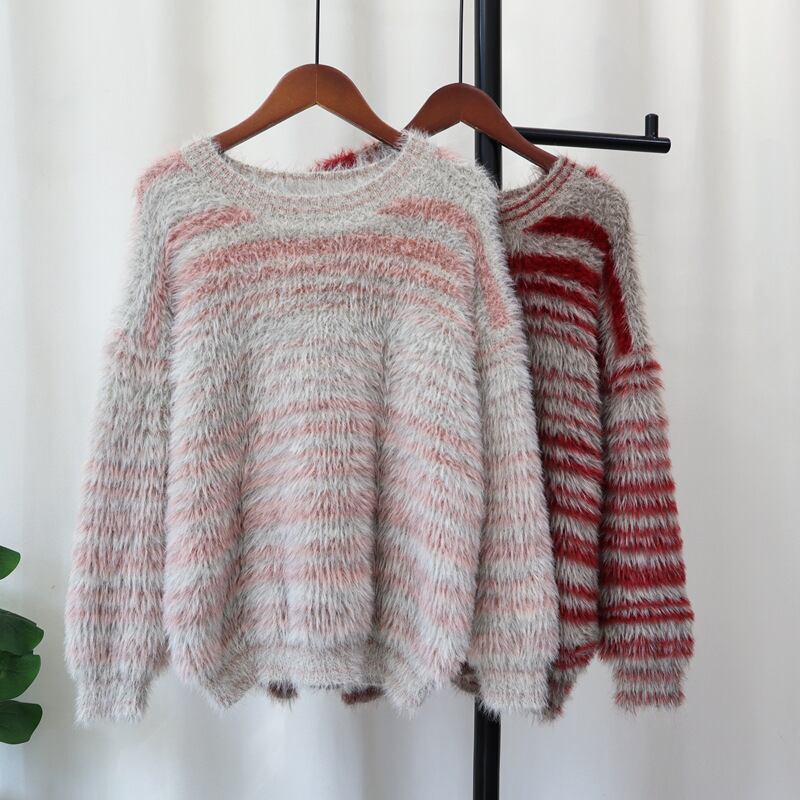 【tops】ボーダー柄ニットセーター M26865