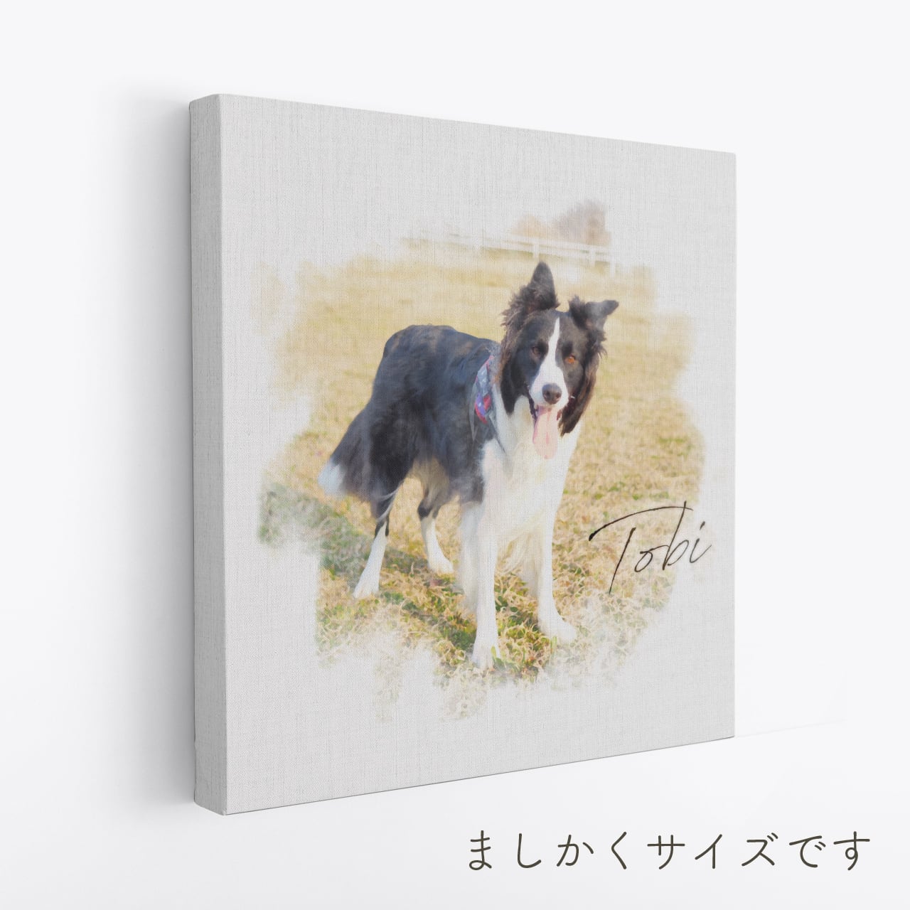 送料込】うちの子♡ペット似顔絵 | イラスト風キャンバス | 正方形