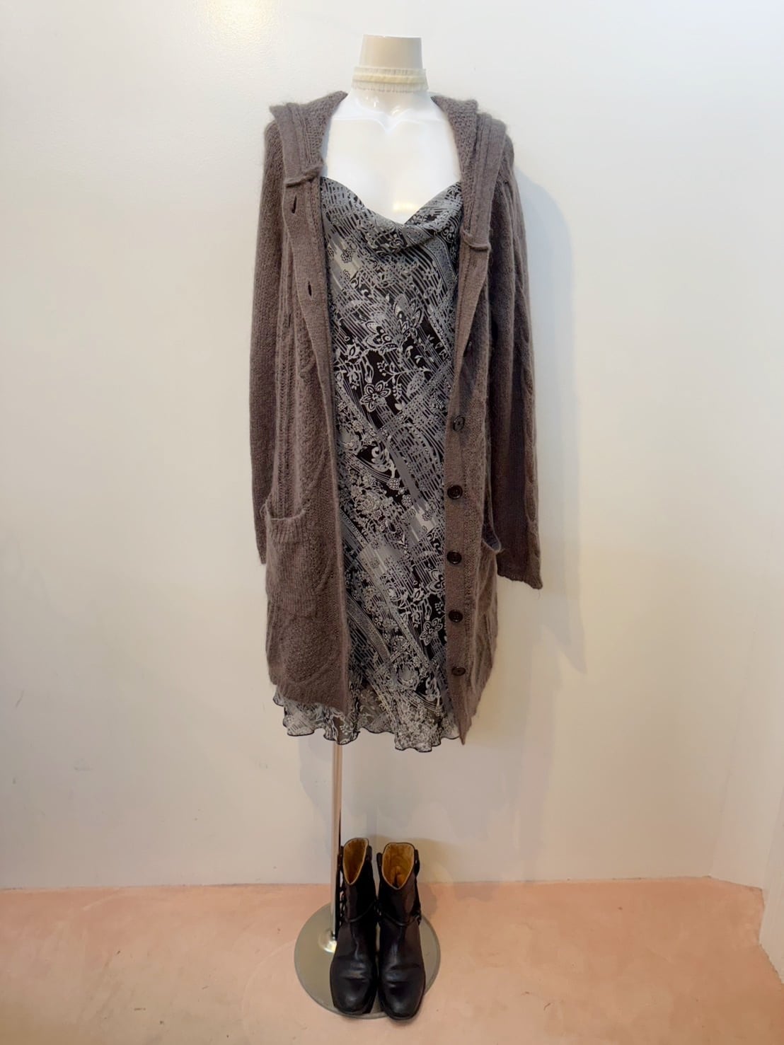 Hooded long cardigan