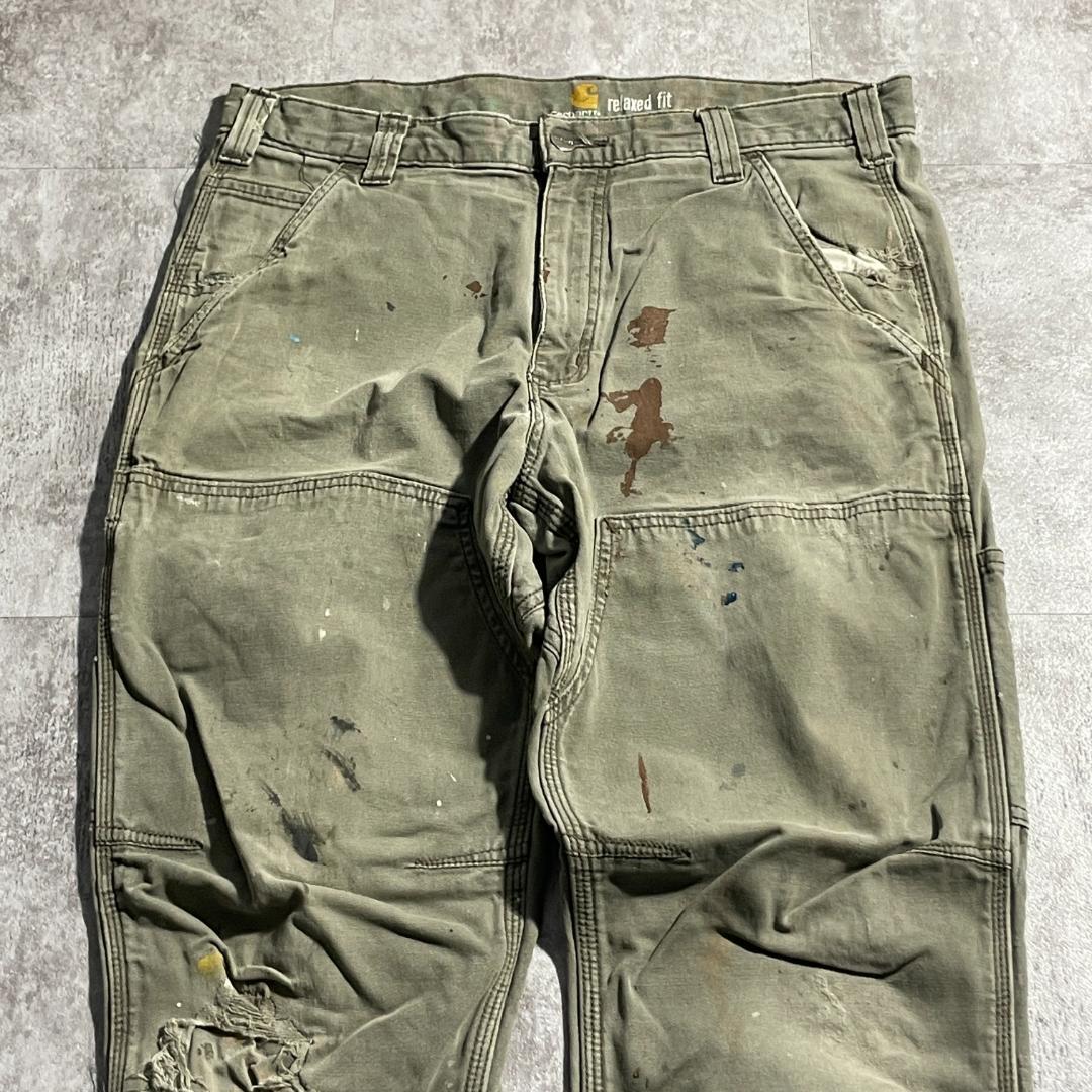 10s ニカラグア製 モスグリーン ダブルニー Carhartt 33×32 | ib2