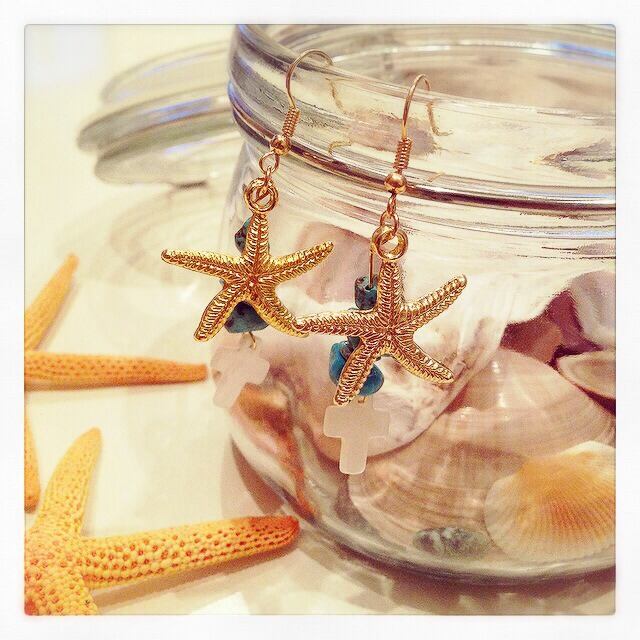 超新作】 turquoiseスターフィッシュピアス 新品♡軟骨ピアス シェル スターフィッシュ パール