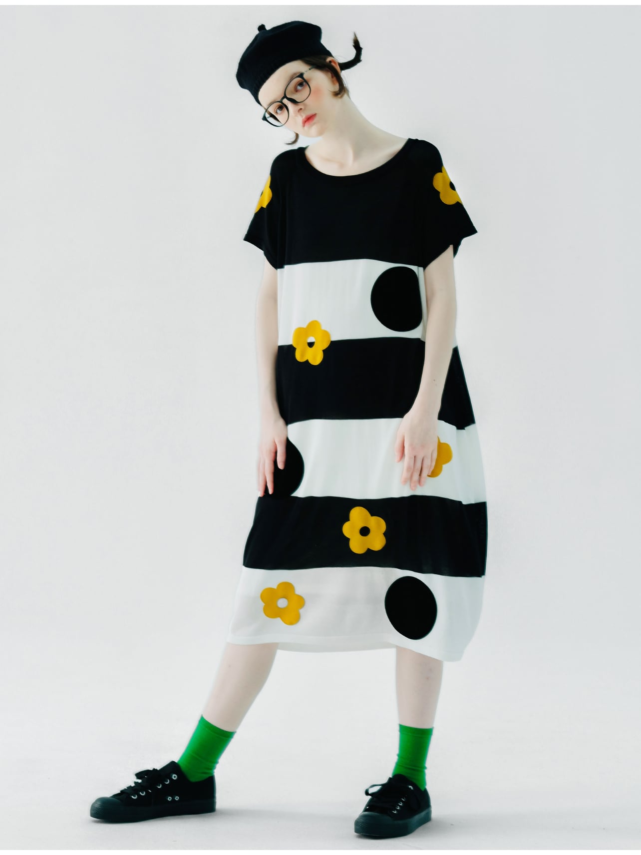 イマココニ　imakokoni ワンピース　M imakokoni オリジナルデザイン襟付きブラックカラーワンピース 244599