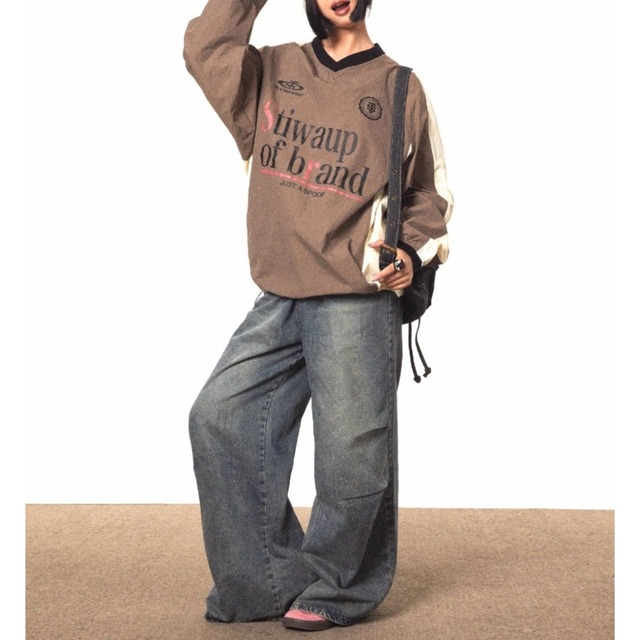 バイカラーロゴスポーティトップス 2col   R01233