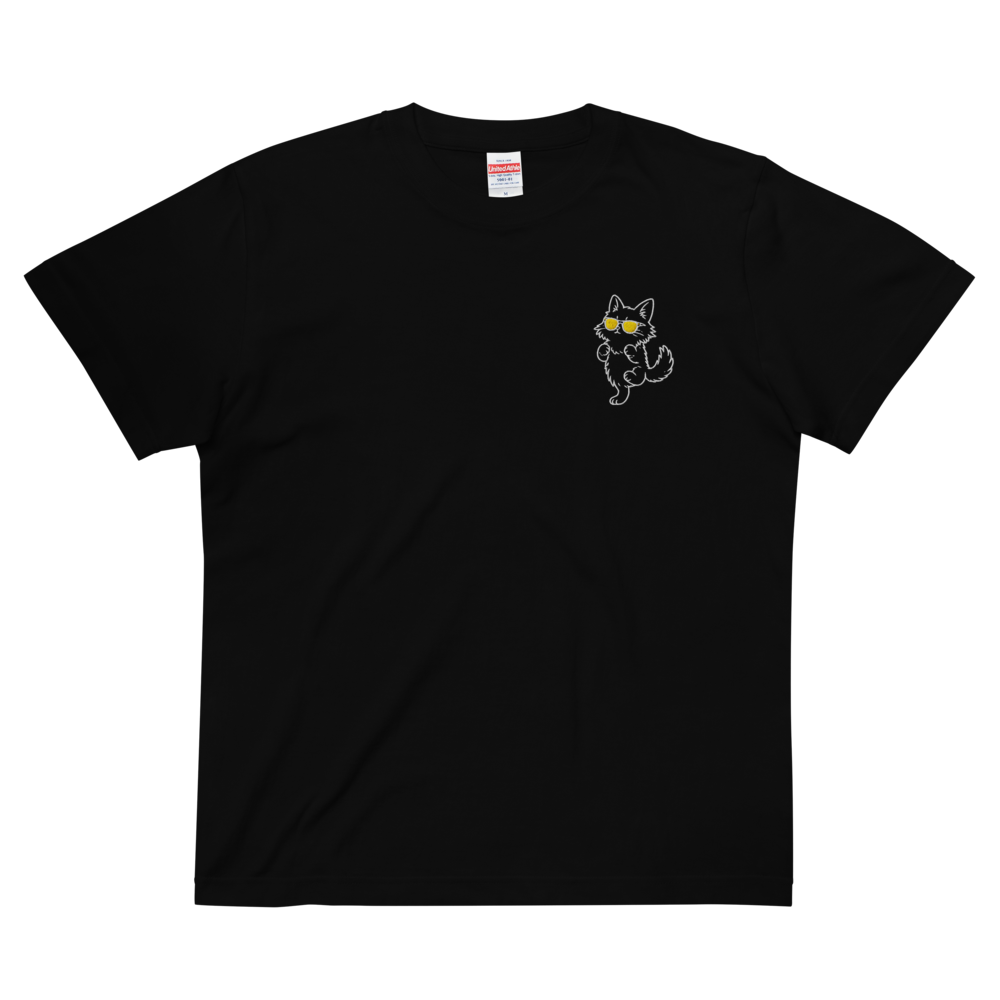【大人かわいい白黒猫 刺繍Tシャツ】(PF00333)