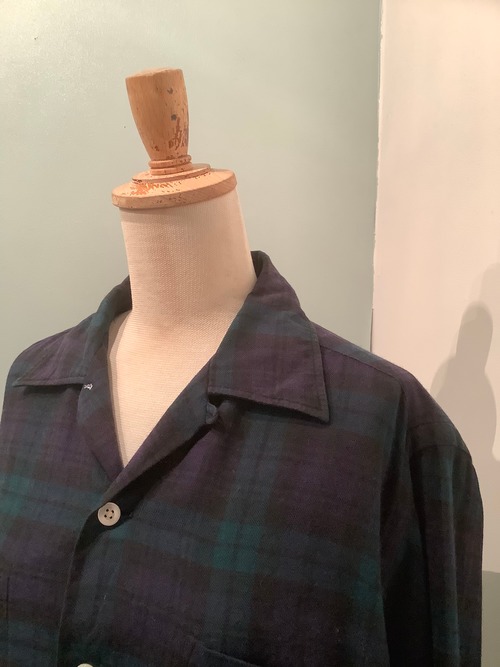 【ユニセックス】50年代〜 Hathaway ブラックウォッチ開襟シャツ イギリス製