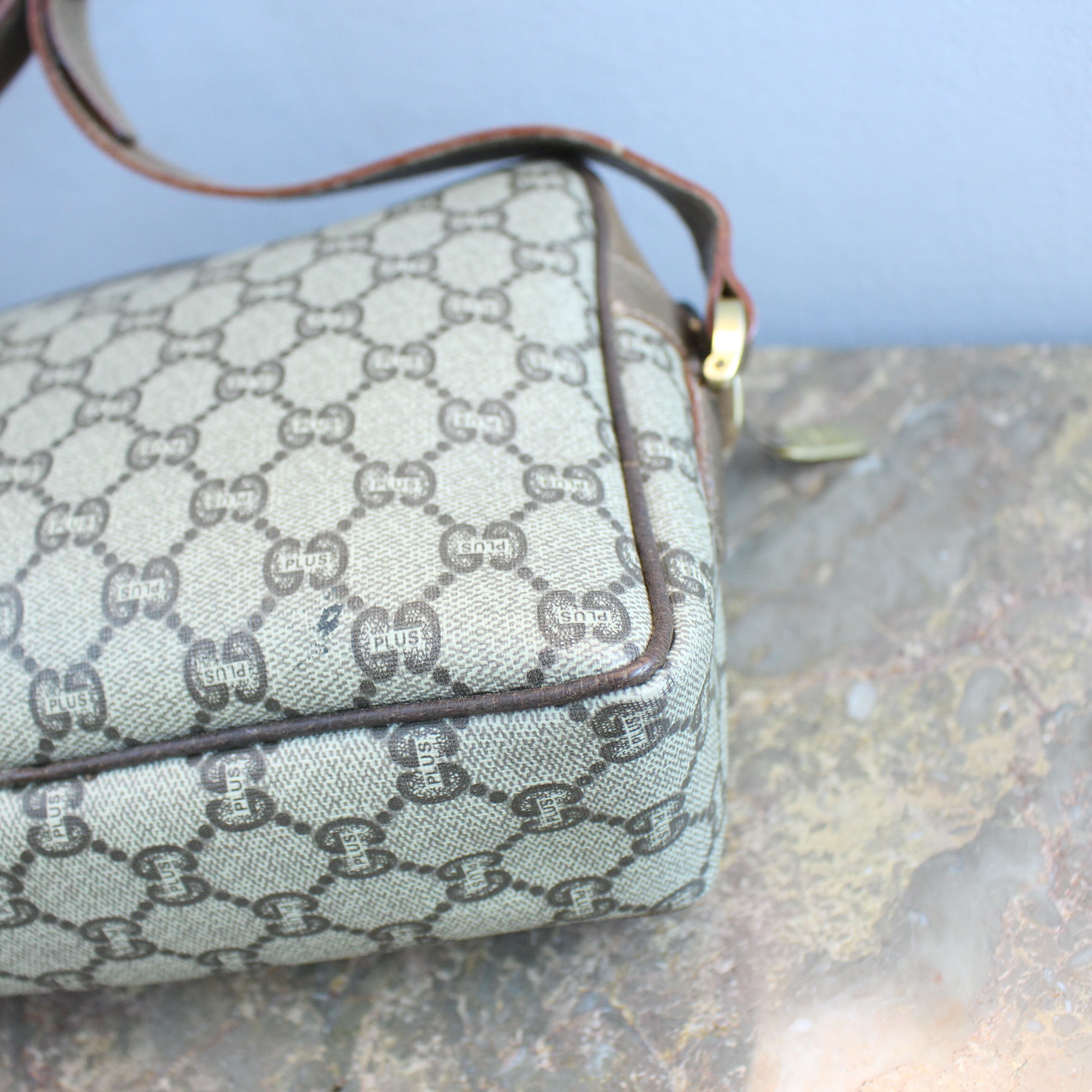 ◎.OLD GUCCI PLUS GG PATTERNED SHOULDER BAG MADE IN ITALY/オールド