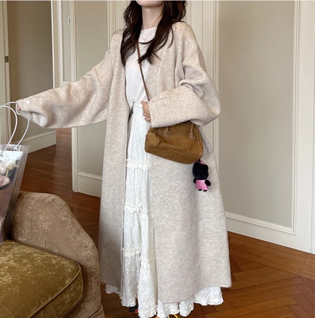 Oatmeal color knit cardigan