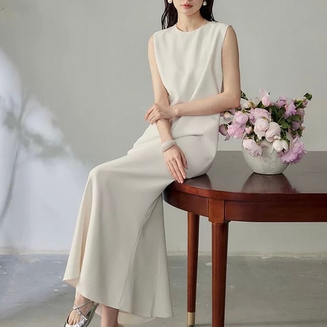 ノースリーブ フィッシュテール ロングドレス ◆2col YH9476