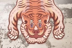 Tibetan Tiger Rug 《Lサイズ•ウール・オリジナル4・春の桜餅223》チベタンタイガーラグ