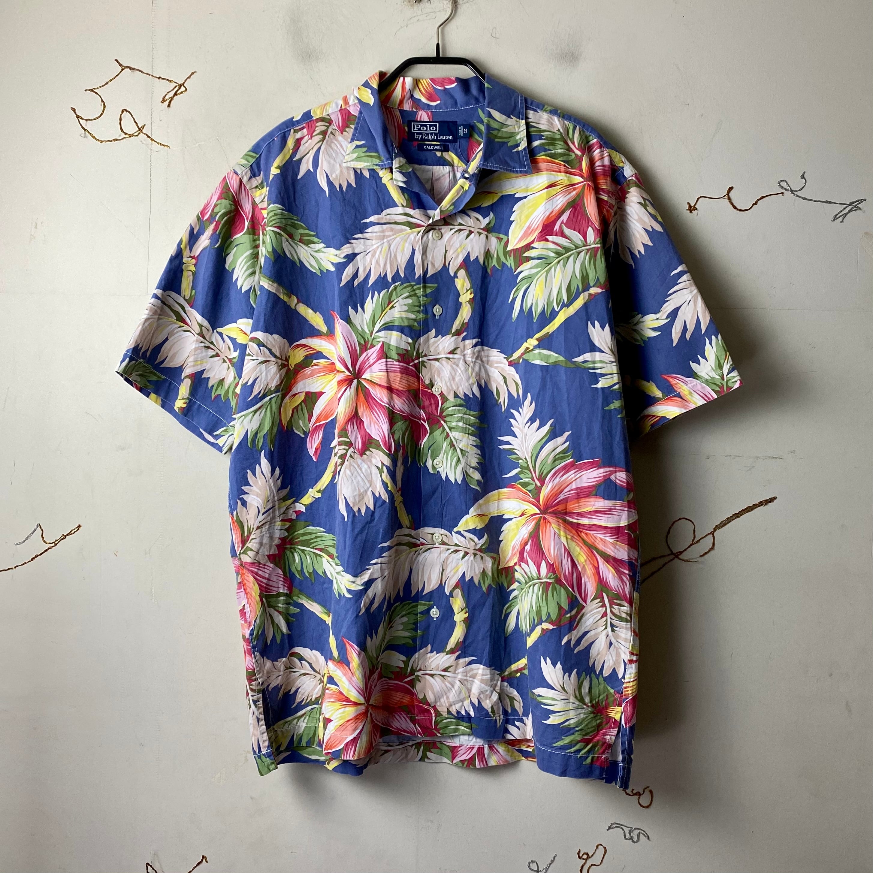 vintage POLO by RALPH LAUREN flower pattern cotton open collar 