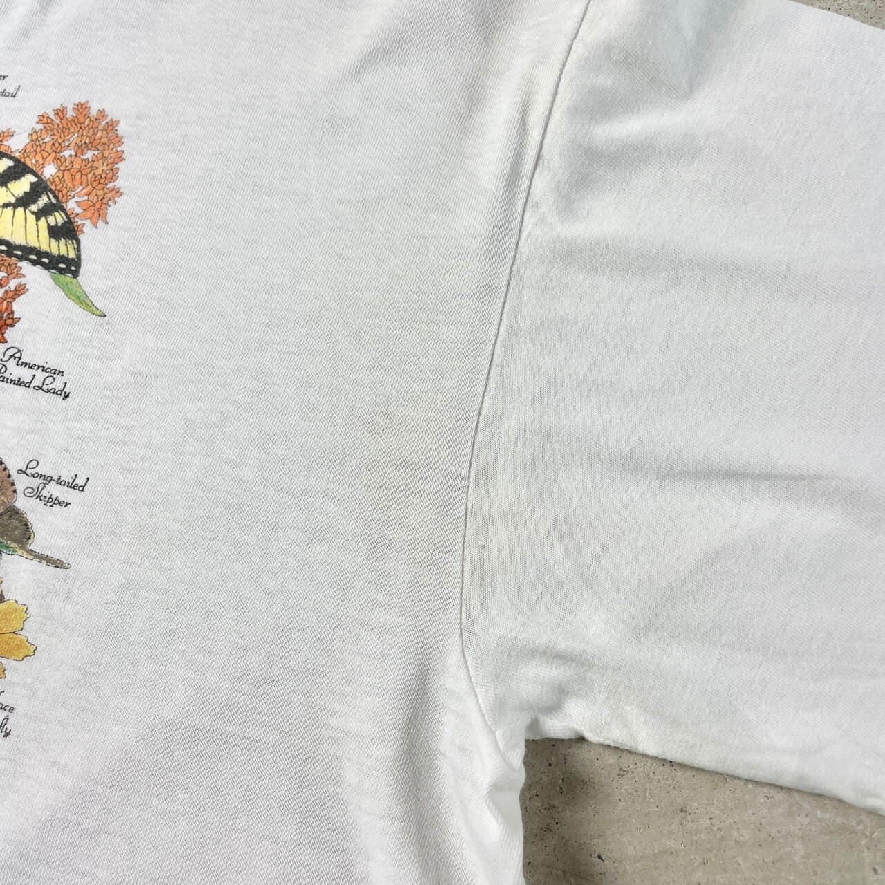 90年代 USA製 フラワー 蝶 アート プリント Tシャツ メンズXL 古着 90s