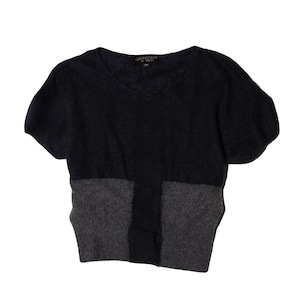 Giambattista Valli     puff-sleeve  contrast cashmere knit cardigan