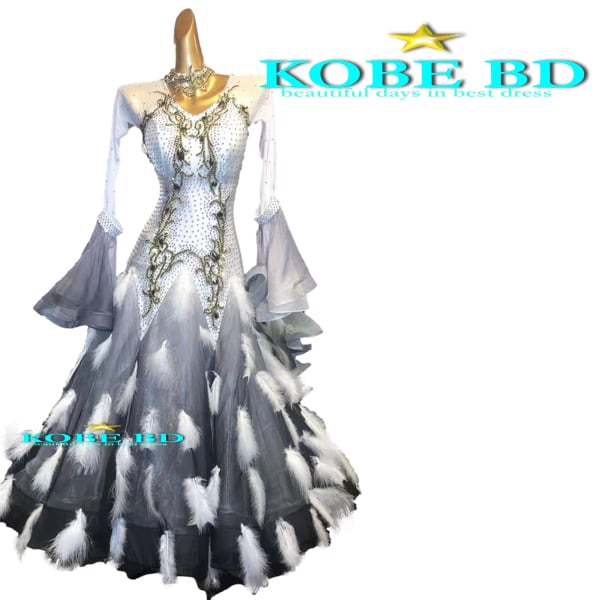 【社交ダンスドレス】⭐️【商品番号AIー 241006】スタンダードドレス / (グラデーション ホワイト ブラック)