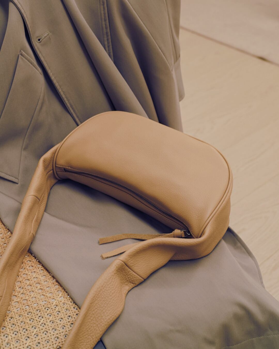 Soft Leather Wide Shoulder Bag