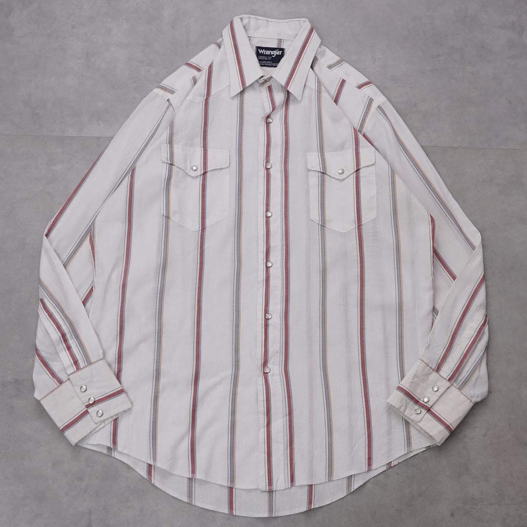Wrangler ラングラー ストライプシャツ 90s XL 白 赤 14810