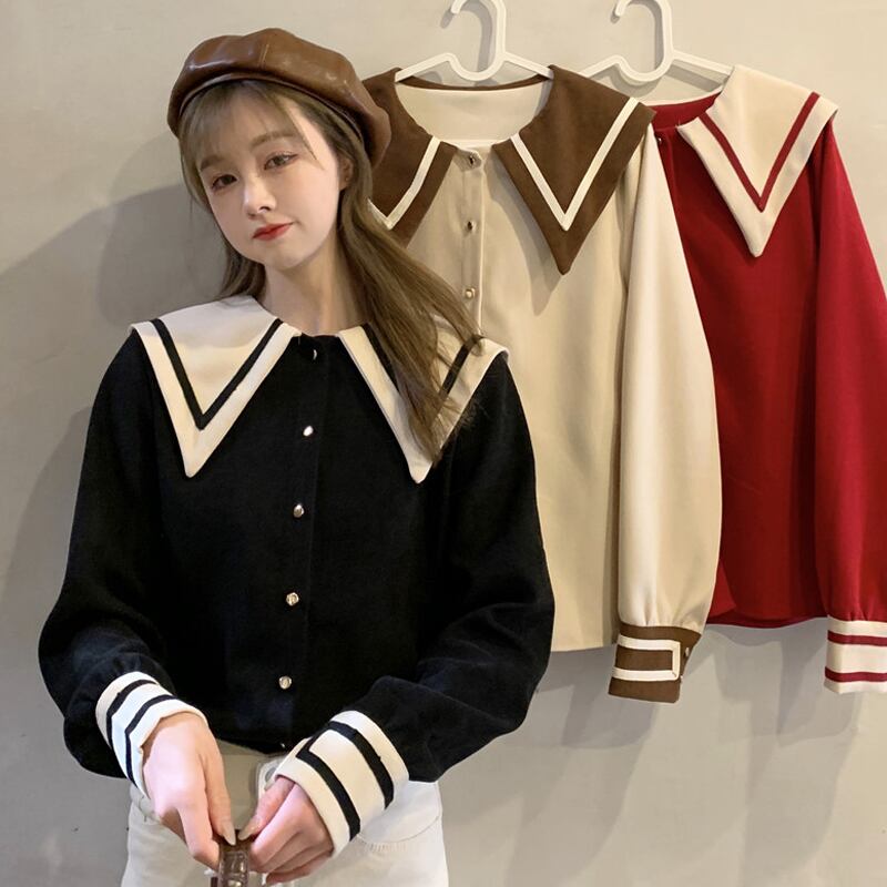 スタイルスプリングオータムコーデュロイシャツ ネイビーカラー ロング 春物 秋物 スーパーモール52607929745