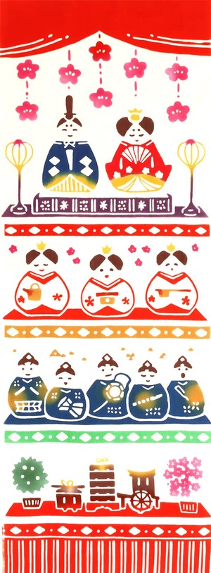 【在庫のみ】Airashika（あいらしか） 和雑貨 注染手ぬぐい『雛祭り』 雛壇 33×90cm