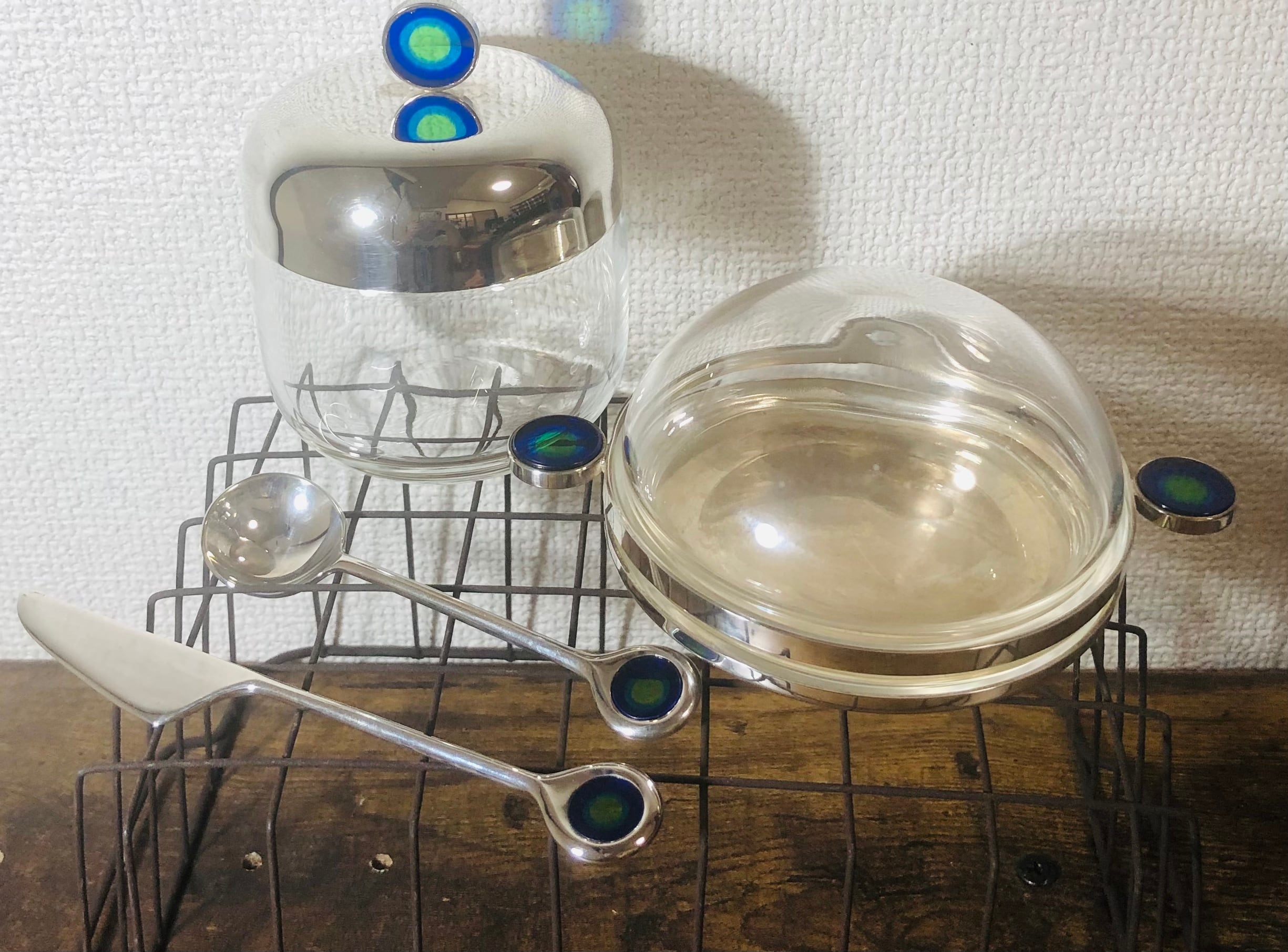 ◇アンティークミルクポット＆シュガーポット レトロカフェ 銀シルバー