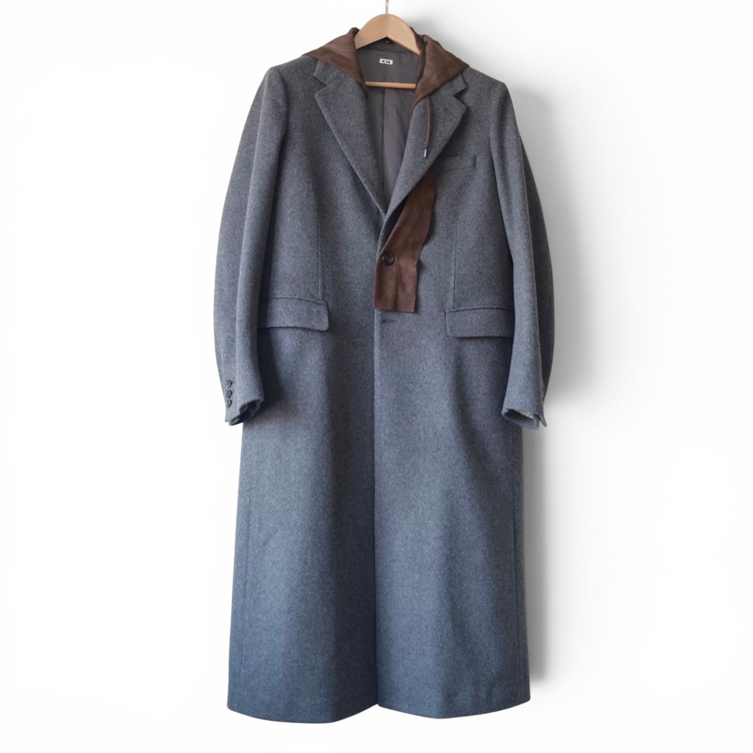 KHOKI  [SUEDE HOODED WOOL COAT]