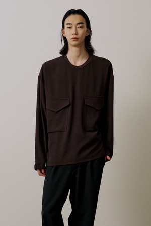 ポケット長袖プルオーバー / アセテートバックサテンジョーゼット / M743-T52-501
