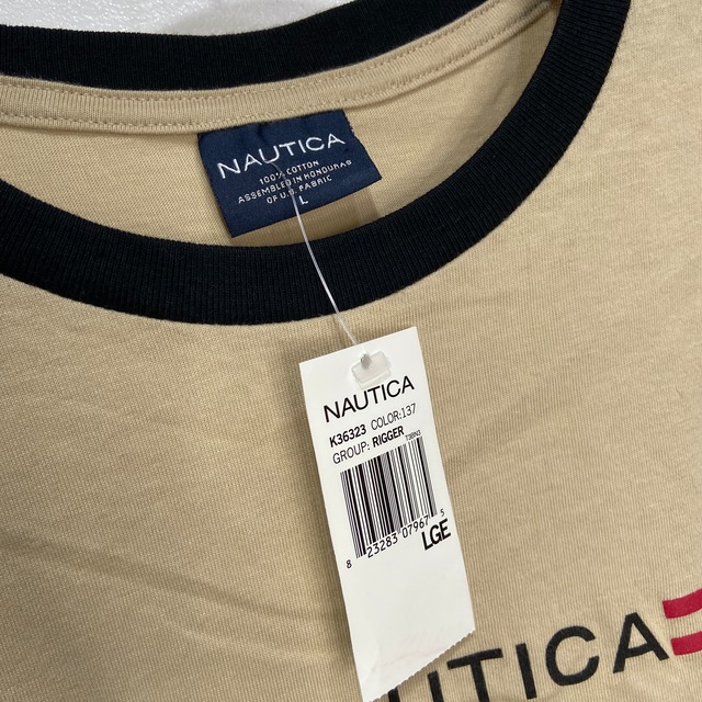 タグ付き未使用品 NAUTICA ノーティカ プリントロゴTシャツ ベージュ L