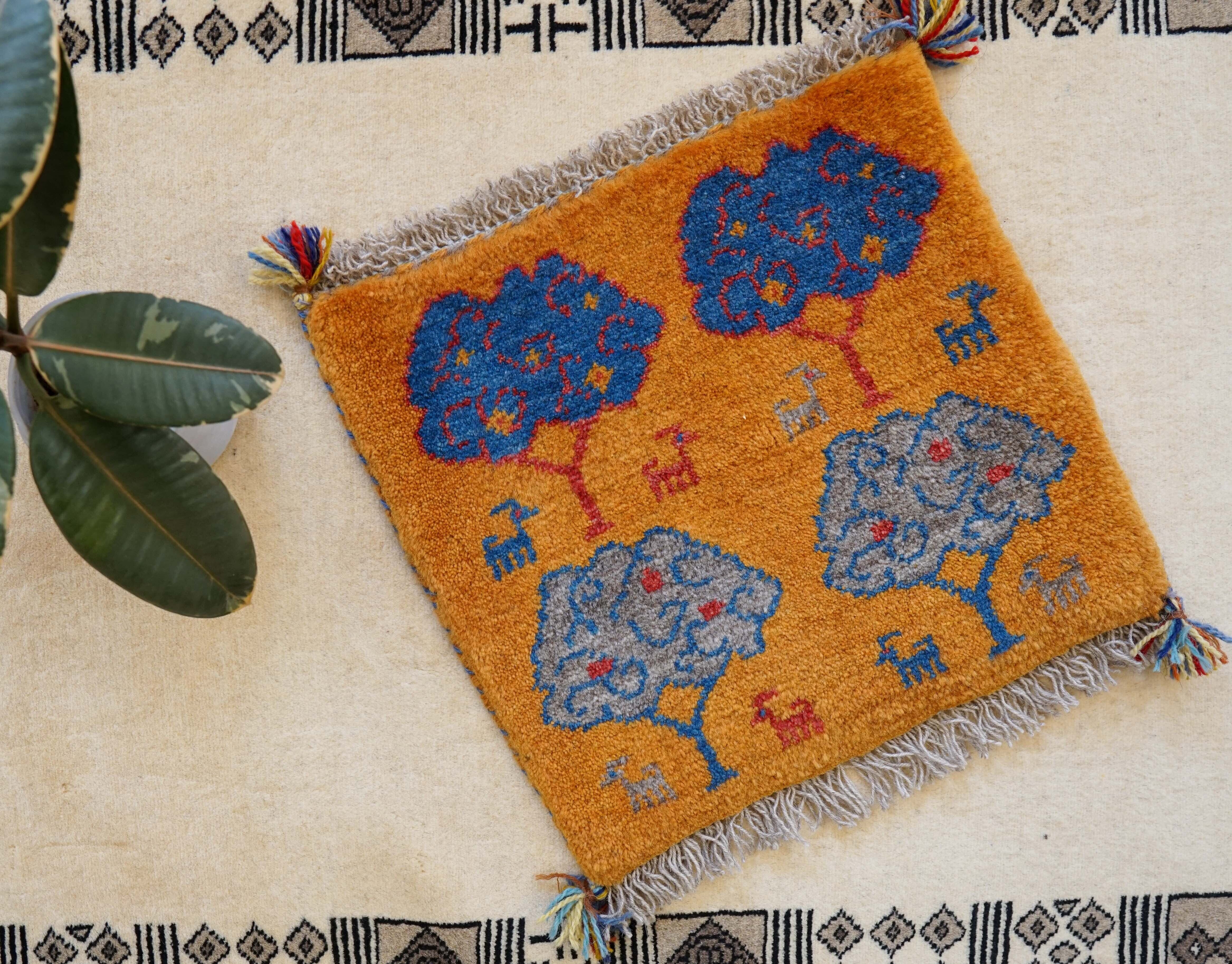 40×40cm ペルシャ絨毯 手織りギャッベ アマレ族 ギャベ | Decorworks