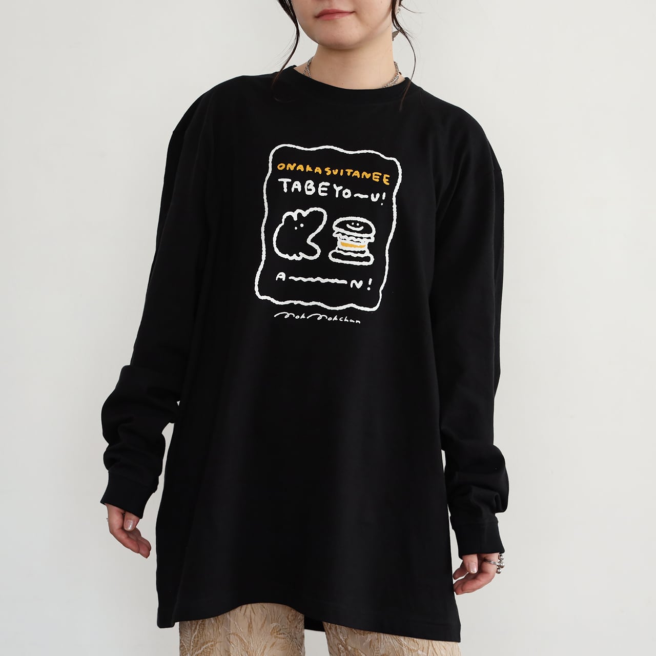 お値下げ品】ハンバーガーとウサロンTEE/ブラック（MK-515) | もくもく