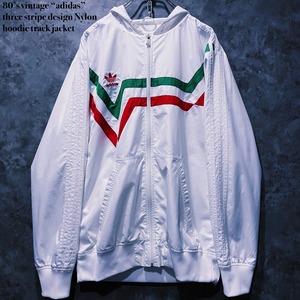 【doppio】80’s vintage “adidas” three stripe design Nylon hoodie track jacket