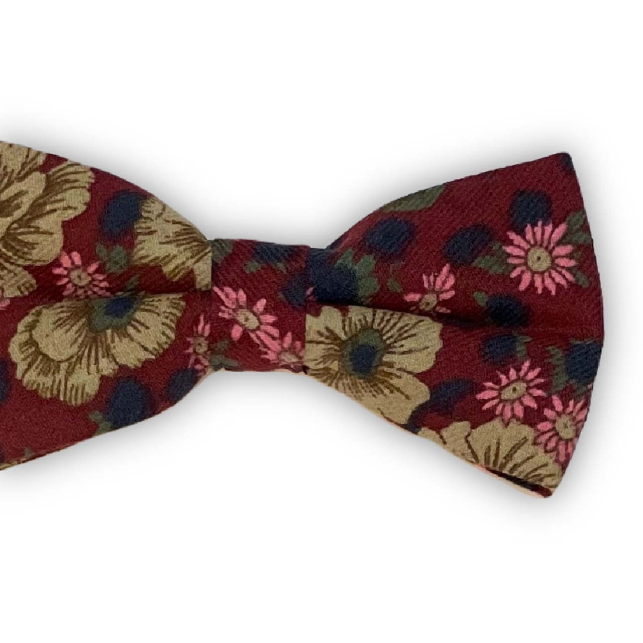 【レッド　花柄】ボウタイ・チーフセット
