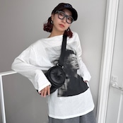 ボートネックモノクロフォトロンTee/ホワイト