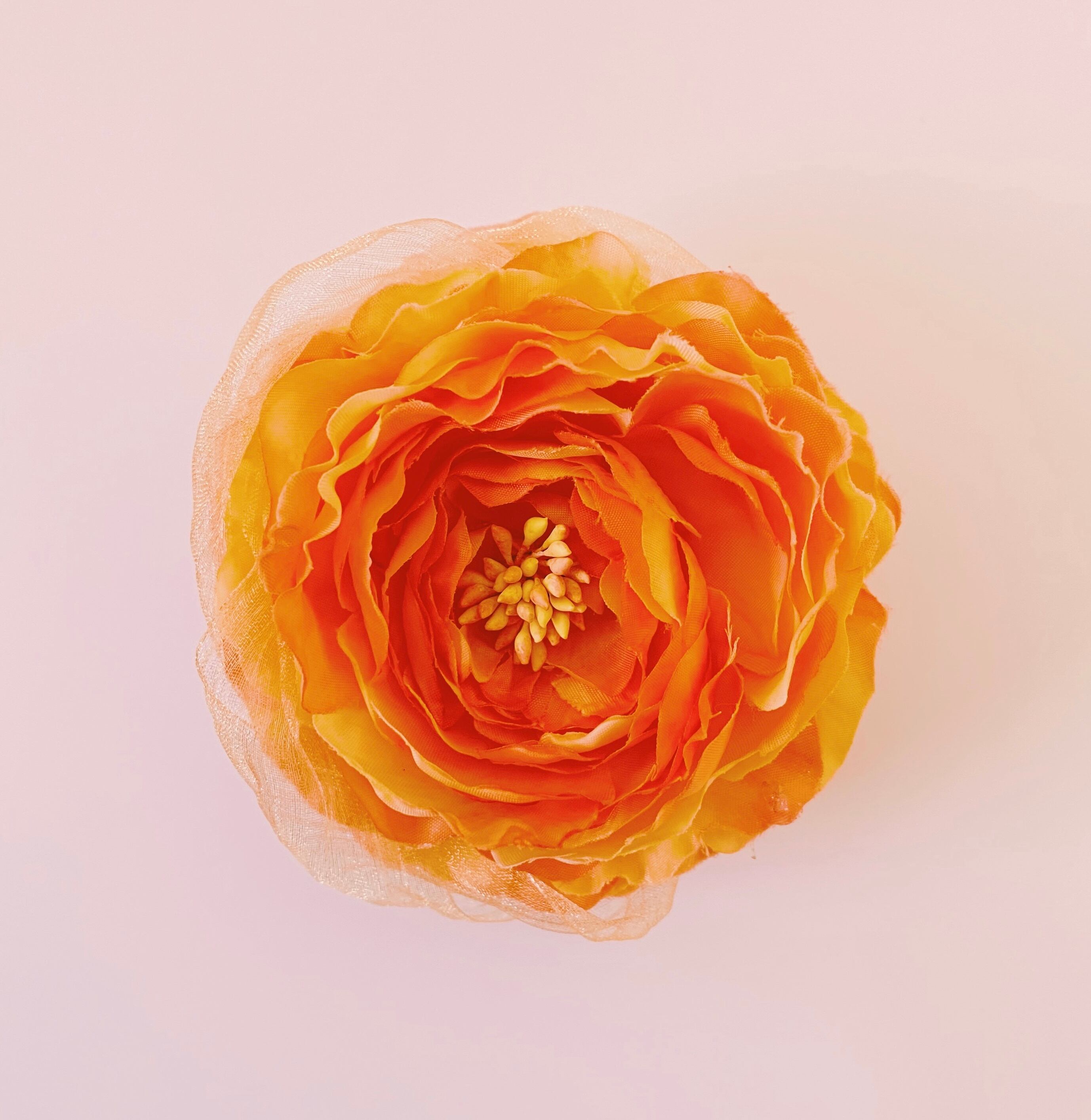 淡いオレンジ薔薇コサージュ付きミラー 淡いオレンジ薔薇コサージュ付きミラー