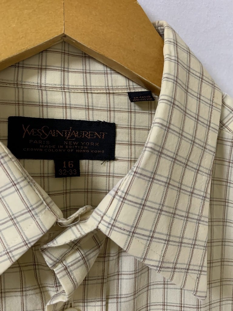 1970~80's Check Pattern Design Long Sleeve Shirt "YVES SAINT LAURENT"