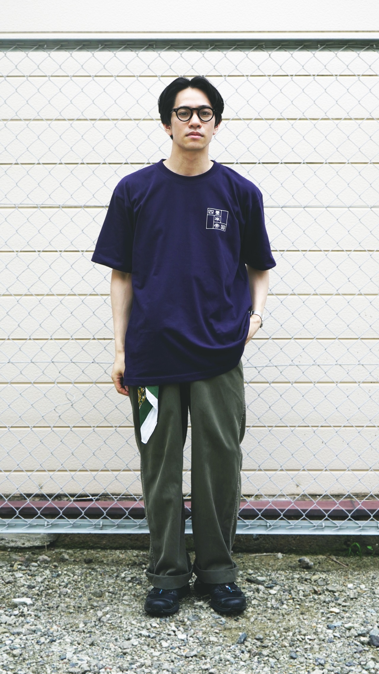 四畳半帝国半袖 Navy / White